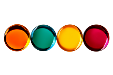 Vibrant colored circles arranged in a row, showcasing rich hues of orange, teal, yellow, and red, perfect for creative design projects.