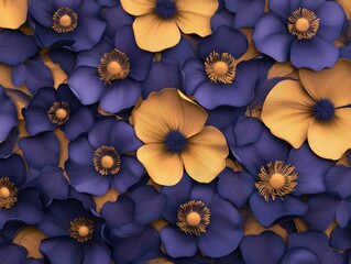 Vibrant Purple Flower Field with Gold Accents