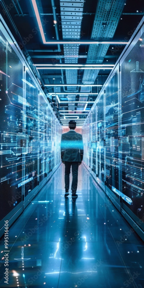 Poster data analytics process seen from behind.