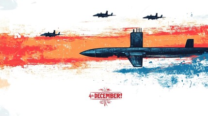 illustration of Indian navy day. Indian national celebration. poster, banner.vector