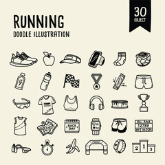 running element illustration, outline illustration style, doodle illustration