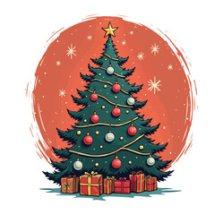 Christmas tree card \ poster \ banner. Vector illustration.