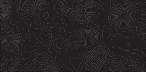 Abstract white on black background Topographic line map pattern. Contour elevation topographic and textured Background Modern design with black background with topographic wavy patted.	
