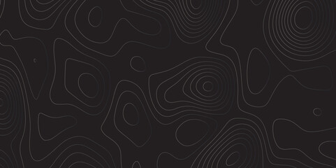Abstract white on black background Topographic line map pattern. Contour elevation topographic and textured Background Modern design with black background with topographic wavy patted.	
