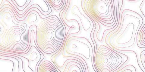 Abstract white colorful Topographic line map background shadows. Contour elevation topographic and textured Background Modern design with White background with topographic wavy pate for decoration.	