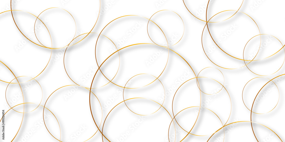 Aufkleber Abstract background golden circle stock line with shadows. abstract artistic geometric background Gold circles abstract seamless vector pattern. Minimal style white website banner, decoration Vector.	