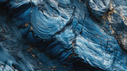 The unique texture of blue lava cooling and solidifying on a volcanic slope