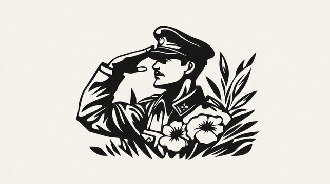 recommend clip art: A man in a military uniform is saluting