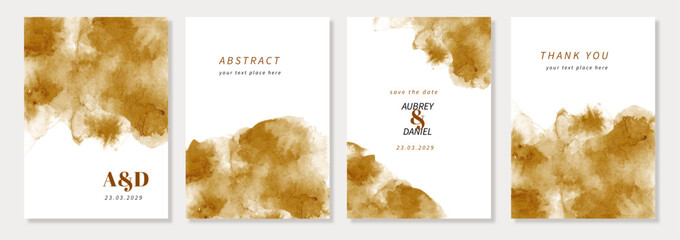 multipurpose card with yellow brown abstract watercolor background © Syatterfix