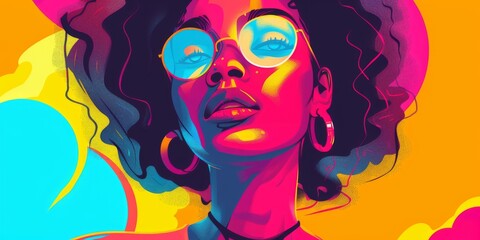 Vibrant lofi design with a mix of bold colors.