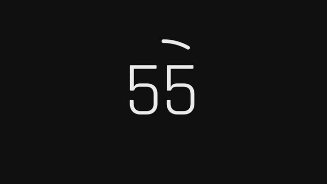 Countdown one minute loading in rounded simple animation 4k.