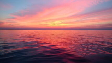 Obraz premium A breathtaking sunset reflecting hues of pink and orange over a calm