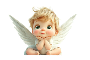 Obraz premium 3D cute angel isolated on a transparent background.