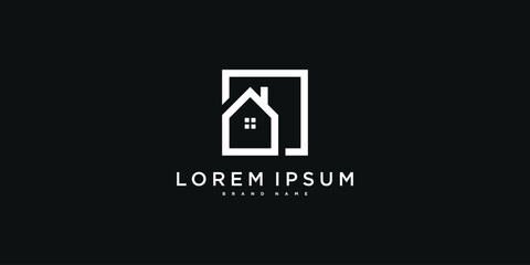 House logo design with creative modern outline concept. Premium Vector