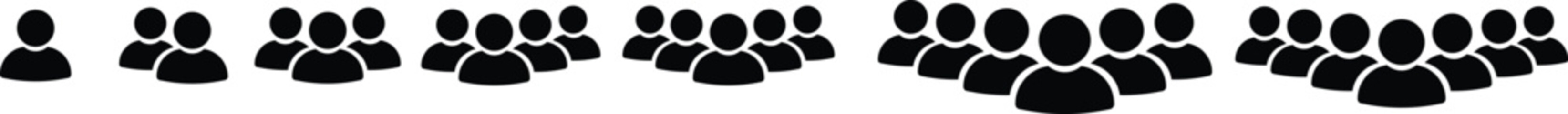 People line and flat icons set. Team of workers. User profile symbol. Group of people. users collection. Persons symbol. Mans or male. Crowd of humans. partnership businessman network member