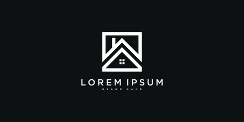House logo design with creative modern outline concept. Premium Vector