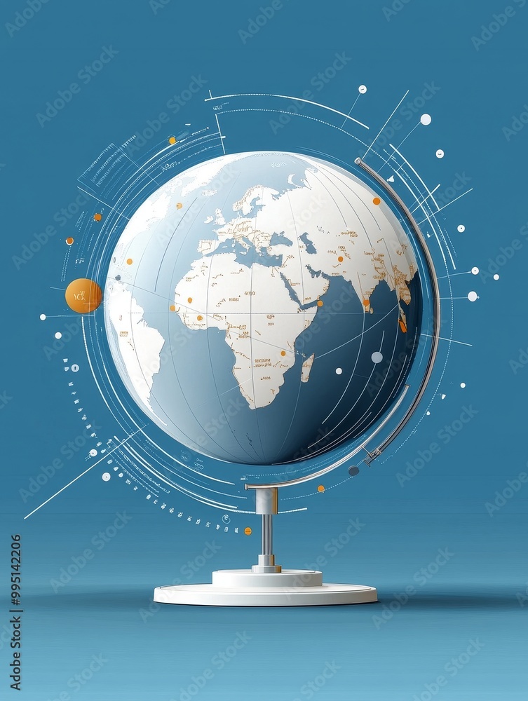 Poster a globe with a network of lines representing worldwide search trends, showcasing the interconnectedn