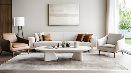 Top white wood table in living room background. 