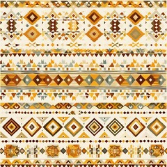 Seamless geometric pattern tribal motifs and lattice grids rendered in earthy tones for a natural rustic background