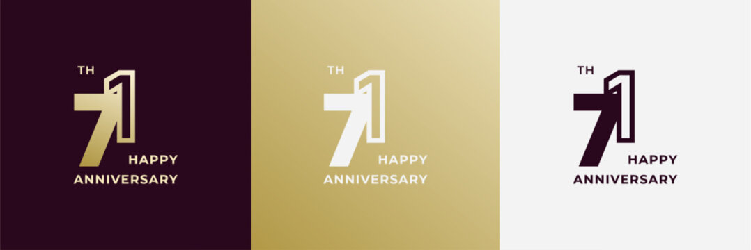 Logo 71th, 71 years anniversary, Creative design template for celebration, birthday, greeting. Editable file