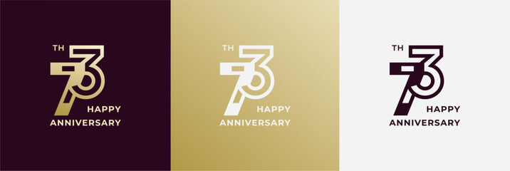 Logo 73th, 73 years anniversary, Creative design template for celebration, birthday and invitation. Editable file