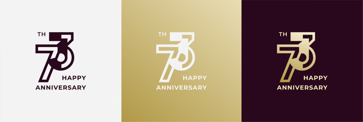 Logo 73th, 73 years anniversary, Creative template for celebration, birthday, greeting and invitation. Editable file