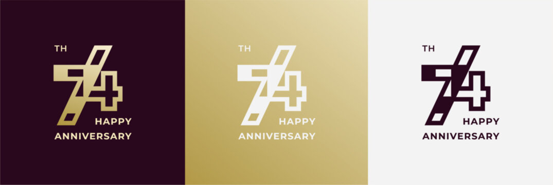 Logo 74th, 74 years anniversary, Creative design template for celebration, birthday and invitation. Editable file