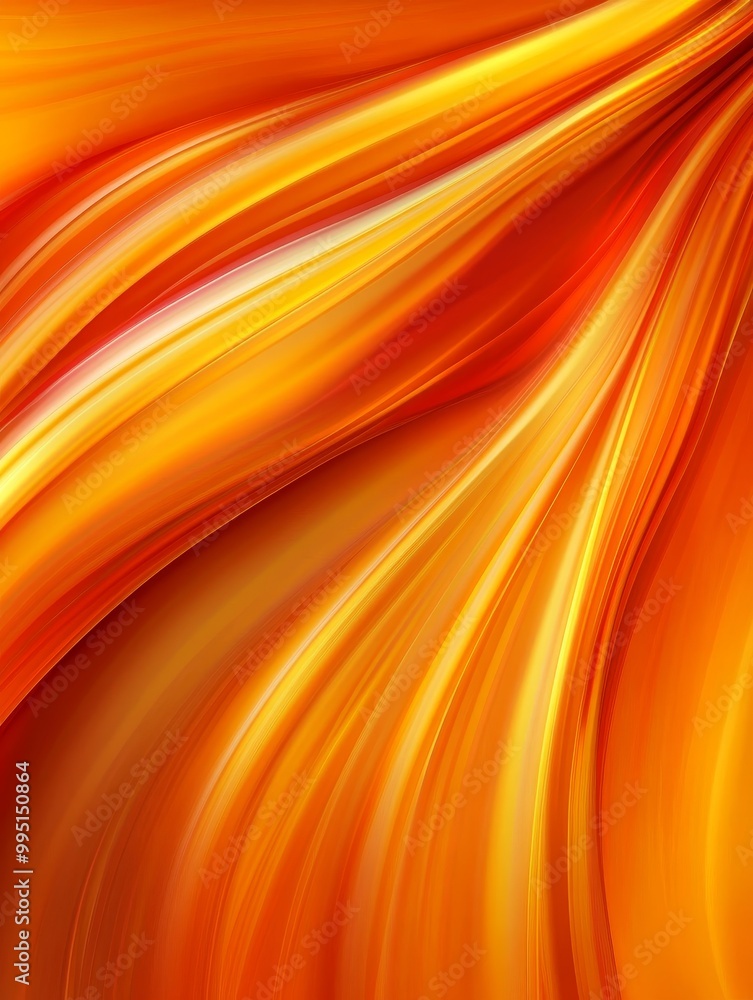 Poster abstract orange curve background with flowing lines, representing energy, movement, fluidity, warmth