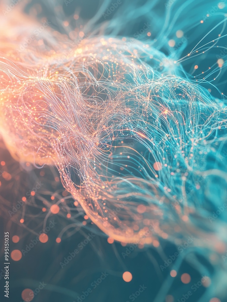 Poster abstract image of interconnected brainwaves representing the complexities of neural networks and cog