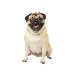 Adorable Pug Dog Sitting and Smiling