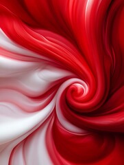 Obraz premium Abstract swirls of red and white paint create a mesmerizing pattern, symbolizing motion, energy, passion, and transformation.