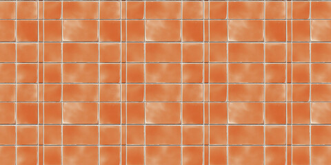 a seamless pattern of perfectly square, glossy terracotta tiles with white grout