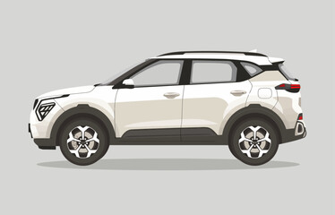 A clean and detailed vector illustration of a compact SUV in profile, showcasing its modern and aerodynamic design. Perfect for projects related to transportation, automotive, or car branding