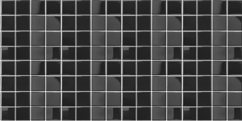 Fototapeta premium a seamless pattern of perfectly square, glossy soft charcoal tiles with white grout
