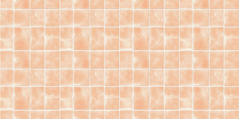 Naklejka premium a seamless pattern of perfectly square, glossy faded apricot tiles with white grout