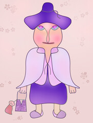 girl in dress, Bird character