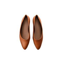 Fototapeta premium Pair of Brown Leather Ballerina Flats