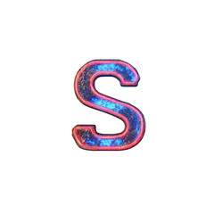 Naklejka premium Glowing Neon Letter S With Galaxy Texture