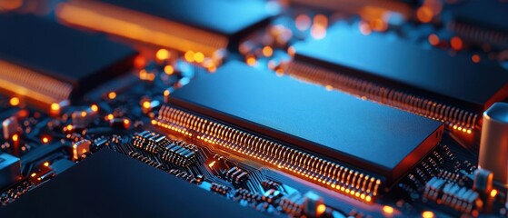 Obraz premium Closeup of sleek RAM modules with a metallic finish.