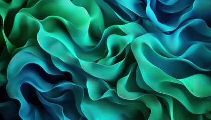 Fototapeta premium Abstract waves in blue and green colors on a textured background.