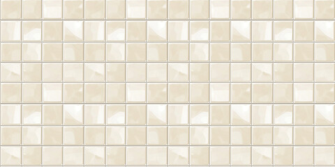 Fototapeta premium a seamless pattern of perfectly square, glossy beige tiles with white grout