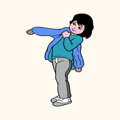 The character of a man wearing on jacket