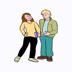 couple with a bag illustration