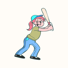 Child playing baseball Vector illustrations