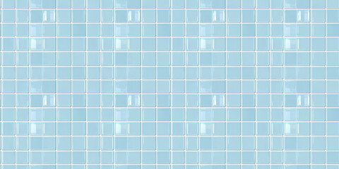 Fototapeta premium a seamless pattern of perfectly square, glossy muted blue tiles with white grout