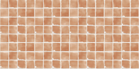 a seamless pattern of perfectly square, glossy muted cinnamon tiles with white grout
