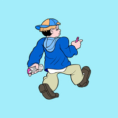 Boy jumping in the air Vector illustrations