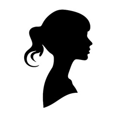 Female Profile Headshot Silhouette – Vector Illustration on Transparent Background, Logo Ready