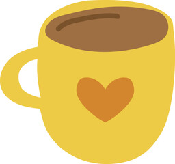 Warm Yellow Coffee Mug with Heart Design for Comfort and Love Concepts