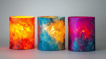 drum cylindrical lamp shade decorate with mixed marblr color
